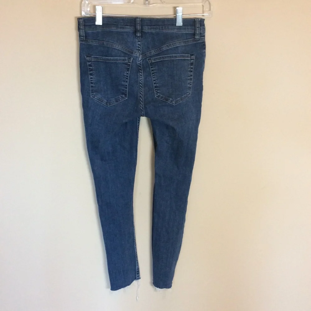 Free People skinny Reagan jeans distressed button denim button fly
